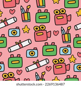 Back to school doodle cartoon pattern illustration design