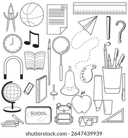 Back to School: Doodle Collection of Educational Supplies and Objects