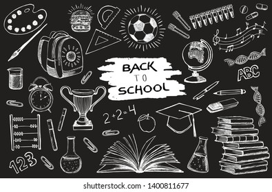 Back To School doodle collection. Hand drawn set.