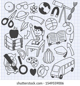 Back to school doodle, cute, liners, background, drawing