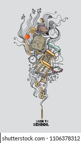 Back to school doodle drawing. Education conceptual artwork.