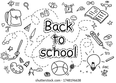 Back to School with doodle drawing vector.