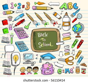 Back to School Doodle Education Vector Illustration Set