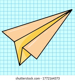 Back to school doodle elements paper plane vector illustration isolated on color background