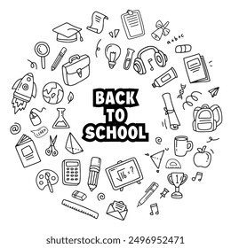 Back to school doodle elements. Vector illustration in line