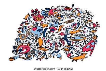 Back to school doodle hand drawn background, concept for education.vector illustration