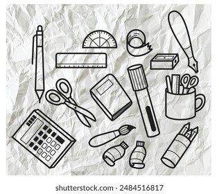 back to school doodle, hand drawn vector design
