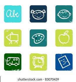 Back to school doodle icons set & elements isolated on white Vector hand drawn collection of school icons isolated on white.