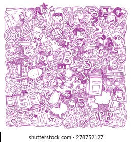 Back to school Doodle, icons, vector illustration.