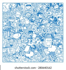 Back to school Doodle, icons, vector illustration.