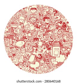 Back to school Doodle, icons, vector illustration.