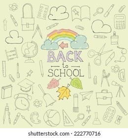 Back to school doodle illustration background icons