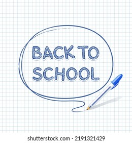 Back to School Doodle Lettering in a Notebook Sheet. Vector illustration for education projects. Checkered pattern included in the palette.