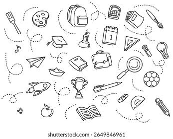 Regreso a la escuela doodle línea arte Arte vectorial ilustración patrón