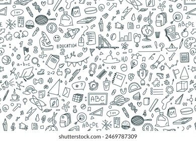 Back to school doodle pattern. vector graphics with school elements. Pattern for notebooks, textiles and paper. Education concept.