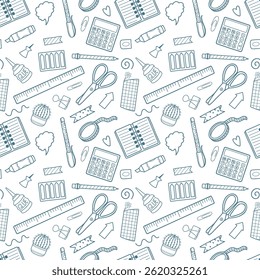 Back to school doodle seamless pattern drawing background lineart design vector illustration