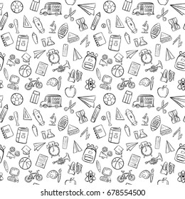 back to school doodle seamless pattern background
