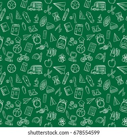 back to school doodle seamless pattern background