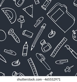 Back to school doodle seamless vector pattern 