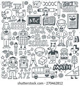 Back to school doodle set 2. Vector illustration. Hand drawn.