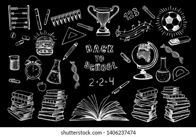 Back To School doodle set. Hand drawn illustration.