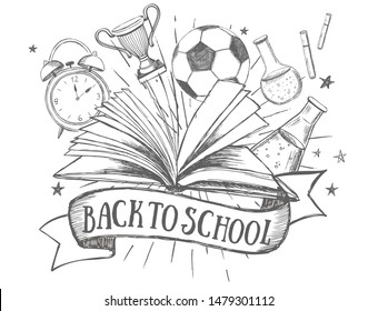 Back To School doodle set. Hand drawn illustration.