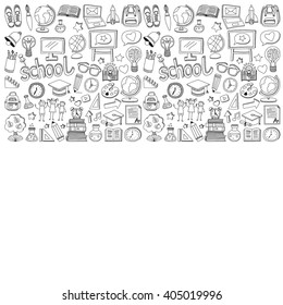 Back to School doodle set. Linear icons