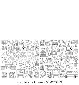 Back to School doodle set. Linear icons