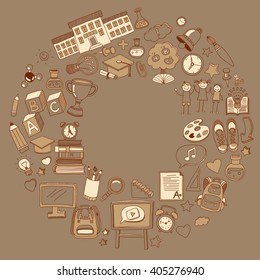 Back to School doodle set. Linear icons