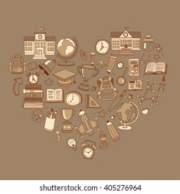 Back to School doodle set. Linear icons