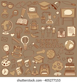 Back to School doodle set. Linear icons