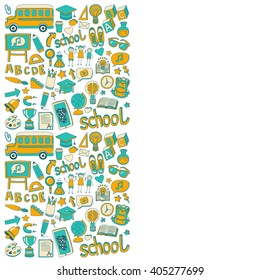Back to School doodle set. Linear icons