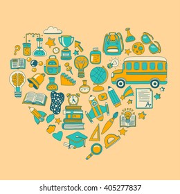 Back to School doodle set. Linear icons