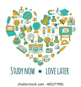 Back to School doodle set. Linear icons