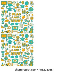 Back to School doodle set. Linear icons
