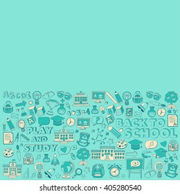 Back to School doodle set. Linear icons