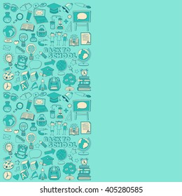 Back to School doodle set. Linear icons