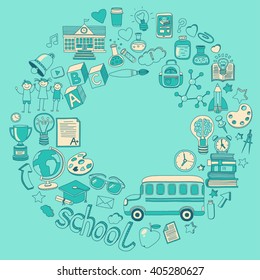 Back to School doodle set. Linear icons