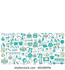 Back to School doodle set. Linear icons