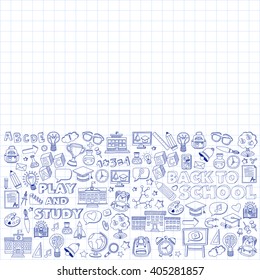 Back to School doodle set. Linear icons