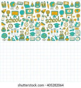Back to School doodle set. Linear icons