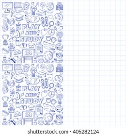 Back to School doodle set. Linear icons