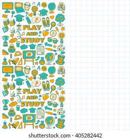 Back to School doodle set. Linear icons