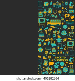 Back to School doodle set. Linear icons