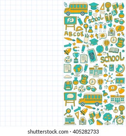 Back to School doodle set. Linear icons