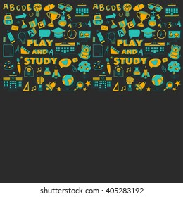 Back to School doodle set. Linear icons