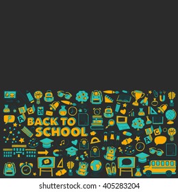 Back to School doodle set. Linear icons