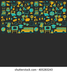 Back to School doodle set. Linear icons