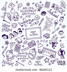 Back To School Doodle Set Notebook. Vector Illustration.