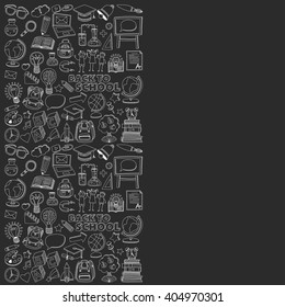 Back to School doodle set. Supplies for Sport Art Reading Science Geography Biology Physics Mathematics Astronomy Chemistry 